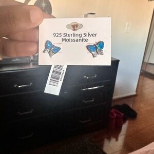 Sterling Silver Moissanite Butterfly Earrings